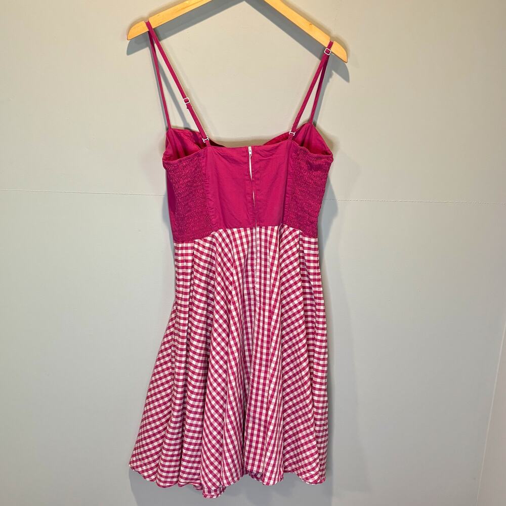 Hell Bunny Pink & White Gingham Fit & Flare Dress - size Large - Picture 6 of 8